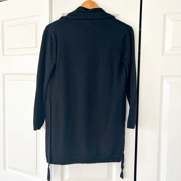 ZARA Knit Black Belted Tie Open Front Cardigan Sweater Women’s Size Medium - Picture 2 of 4